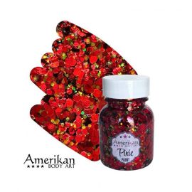 Amerikan Body Art Glitter Drop Dead Red 28gr chunky glitter mix for face, body and hair