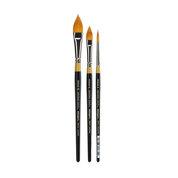KINGART Original Golden Taklon Brush Set