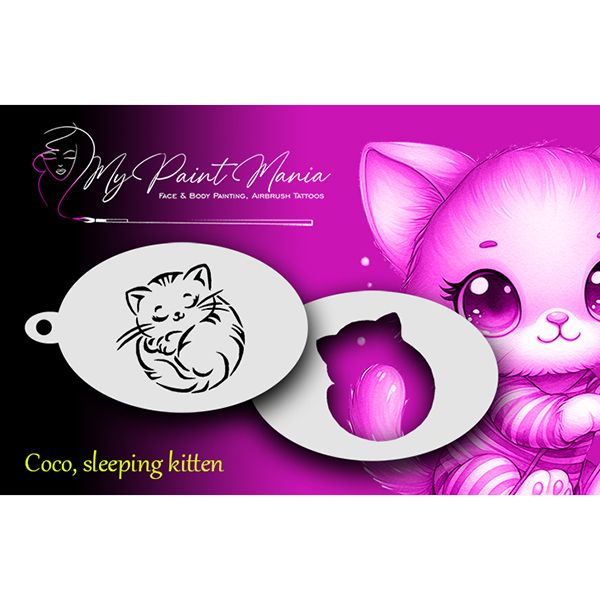 Pochoir pour peinture faciale Coco, chaton endormi