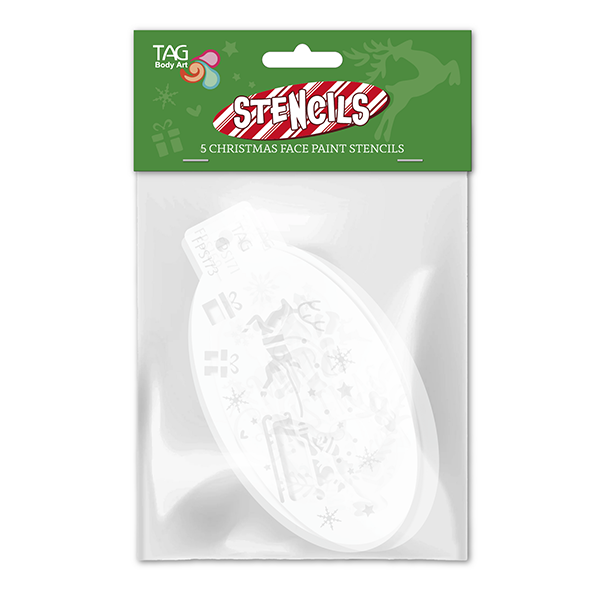 Set de pochoirs de peinture faciale de Noël - 5 motifs festifs