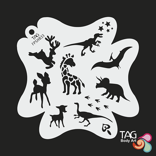 Tag Jurassic &  Friends (Pochoir de peinture pour le visage)