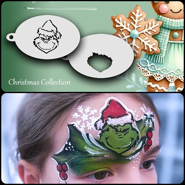 Pochoir de peinture faciale Grinch de Noël