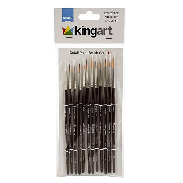 Pinceaux KINGART pour les détails fins, lot de 12
